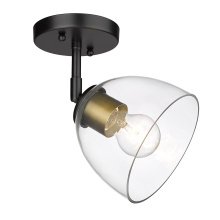 Golden 6958-SF BLK-BCB-CLR - Golden Lighting Roxie 1-light Semi-Flush Mount in Matte Black and Brushed Champagne Brass